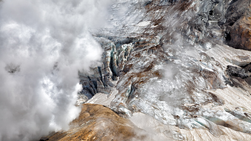 formation, snow, scenics - nature, frozen, mountain, day, kamchatka volcano  hd, icicle, rock - object, ice, nature, rock, environment, solid, 5K, rock formation