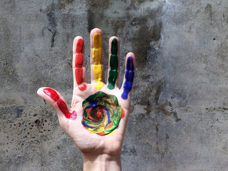 wall - building feature, pride, creativity, paint, leisure activity, 2K, lgbt, human body part, rainbow, women, love, lifestyles, one person, hand, art and craft