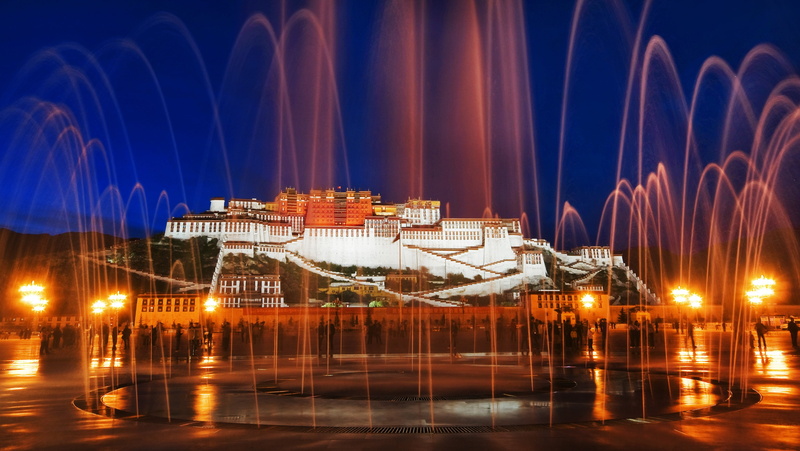 no people, fountain, digital composite, sky, reflection, long exposure, built structure, building exterior, architecture, transportation, arts culture and entertainment