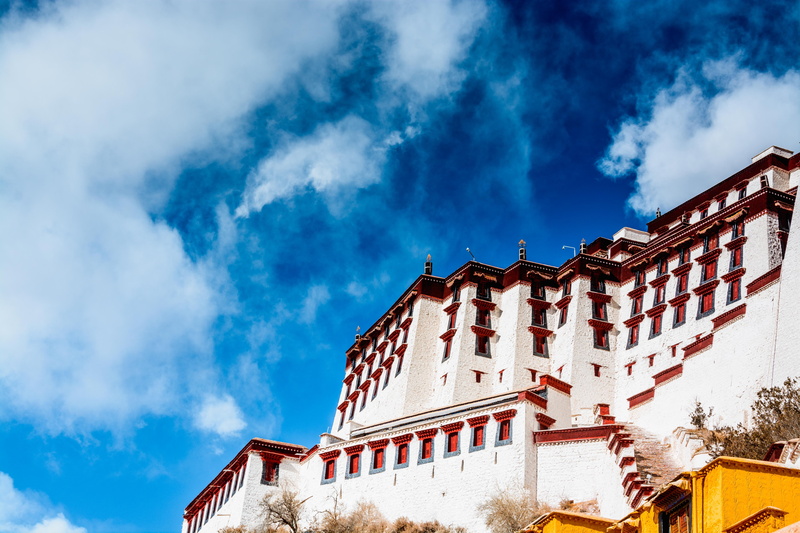 day, the potala palace, roof tile, lhasa, old, built structure, residential district, the past, window, building exterior, nature, sky, history, architecture