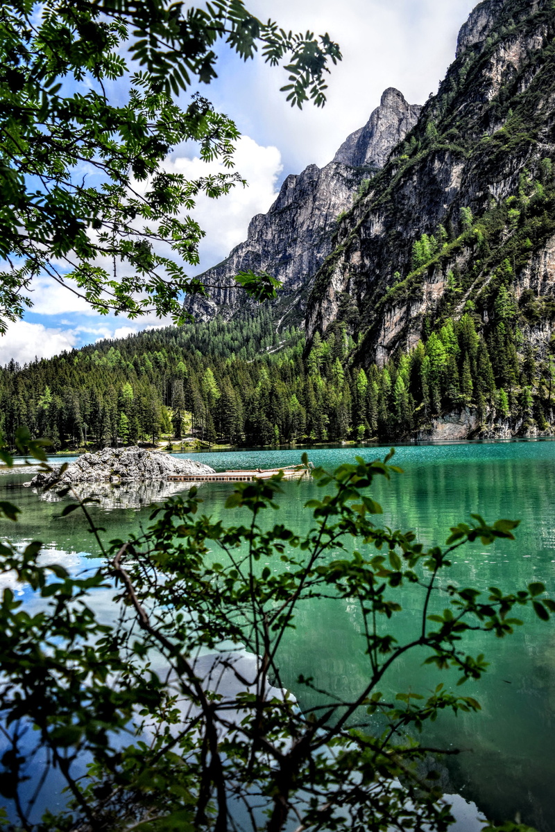 trentino alto adige, rock - object, tranquil scene, rock, lake braies, cloud - sky, scenics, scenics - nature, sky, Lake, 4K, plant, tranquility, growth