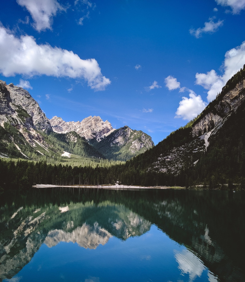 scenics - nature, reflection, green, unnamed road, tree, 2K, near, no people, glacier, mountain range, beauty in nature, italy, tranquil scene, non-urban scene