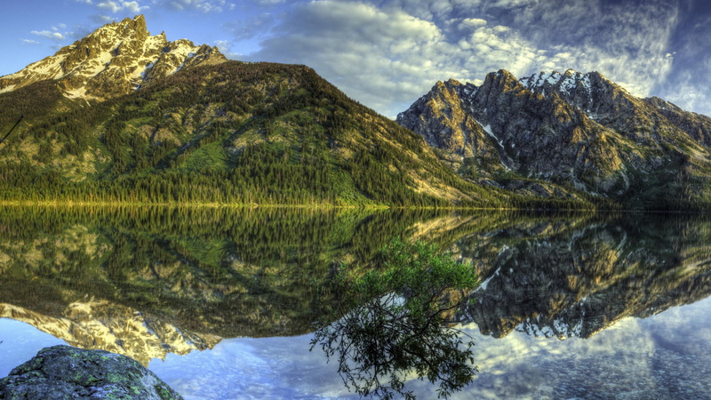 national park, reflected, calm water, grand teton, mountain, grand teton national park, nature, united states, cascade canyon, reflection, jenny lake, 4K