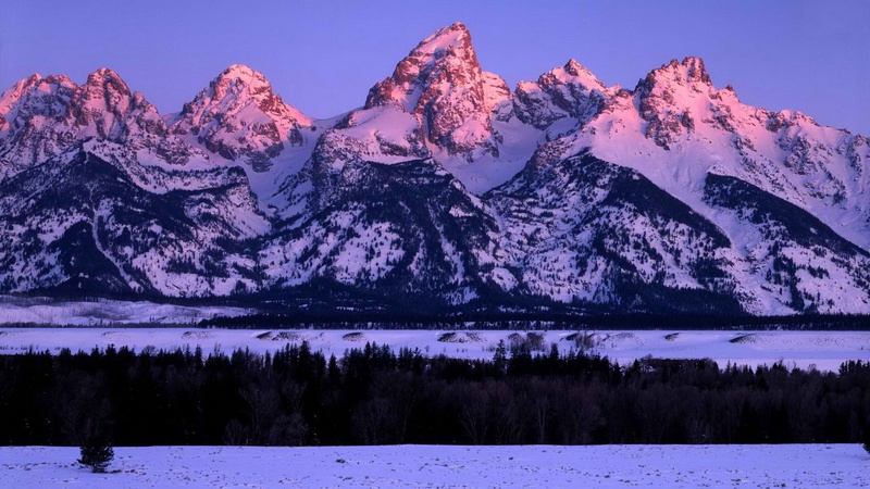 glow, range, sunrise, grand, teton, park, 1080P, national, wyoming