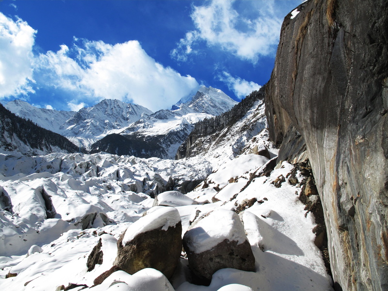 sichuan, cold temperature, beauty in nature, nature, scenics - nature, glacier, snowcapped mountain, non-urban scene, hailuogou, cloud - sky, rock, sky