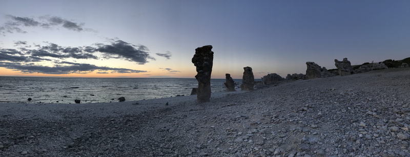 fårö, beach, nature, pebble beach, sky, landscape, cloud - sky, land, beauty in nature, rock, rock - object, sea stack, tranquility, environment, sunset