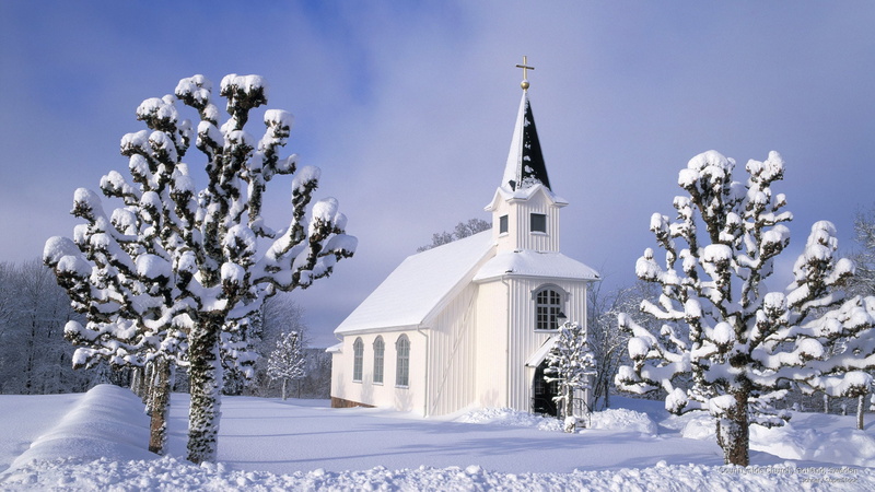 church, gotland, Winter, countryside, sweden, 2K