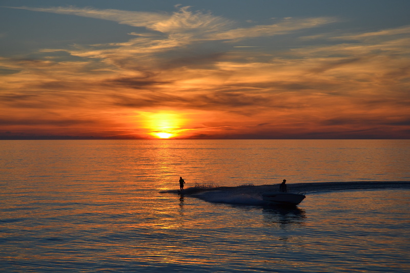 reflection, lake, scenics - nature, nautical vessel, twilight, orange color, cloud - sky, silhouette, gotland, beauty in nature, transportation, horizon over water
