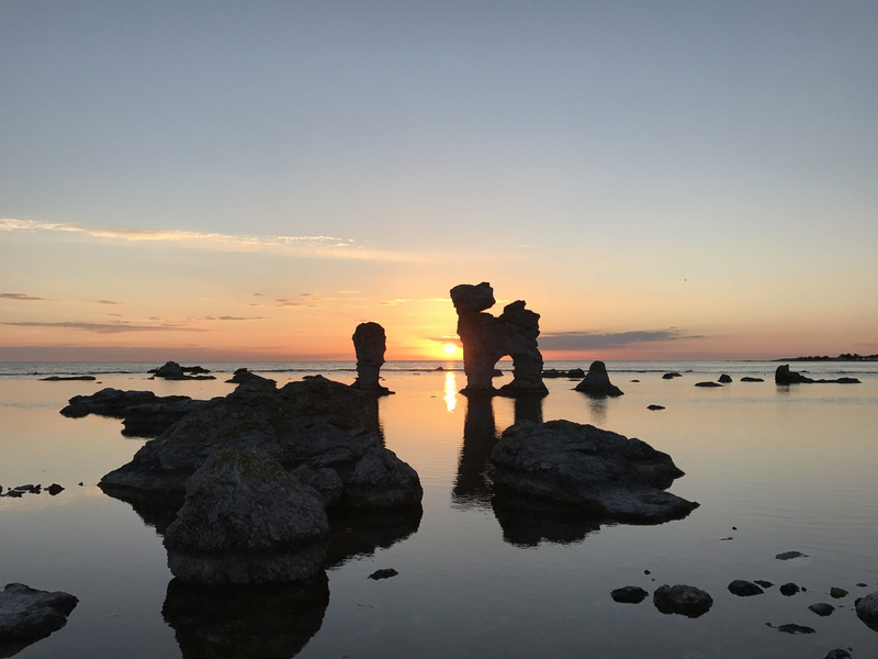 4K, nature, beauty in nature, old harbor, water, scenics - nature, leisure activity, gotland, horizon over water, solid, tranquility, sea stack, reflection