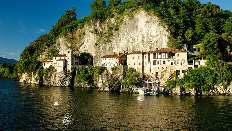 roman catholic monastery, architecture, 4K, italy, cliff, europe, monastery, leggiuno, santa caterina del sasso