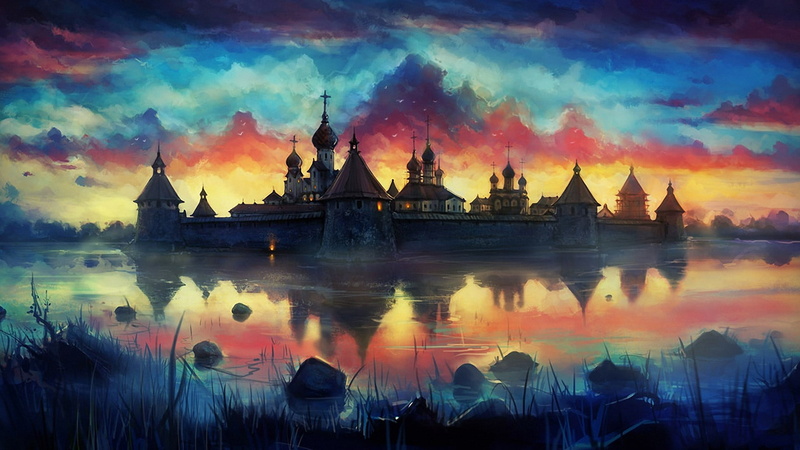 building exterior, built structure, travel destinations, spirituality, textured effect, reflection, drawing, building, belief, cloud - sky, sunset, travel