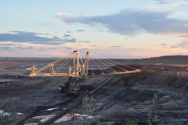 Open Pit Mining, open, sky, nature, no people, cloud - sky, machinery, construction equipment, high angle view, sunset, outdoors, transportation, construction machinery