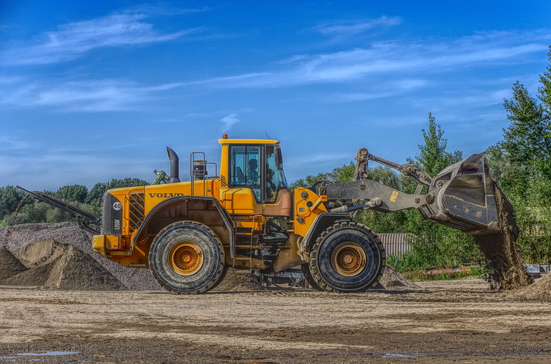land vehicle, volvo, gravel, machine, transportation, earth mover, construction equipment, pebble, working, road construction, construction site, excavators