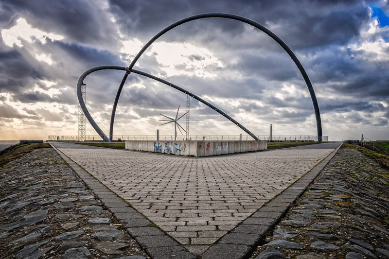 empty, arch, ruhr area, observatory, the way forward, outdoors, germany, city, paving stone, cobblestone, dump hoheward, sky, zeche ewald, architecture