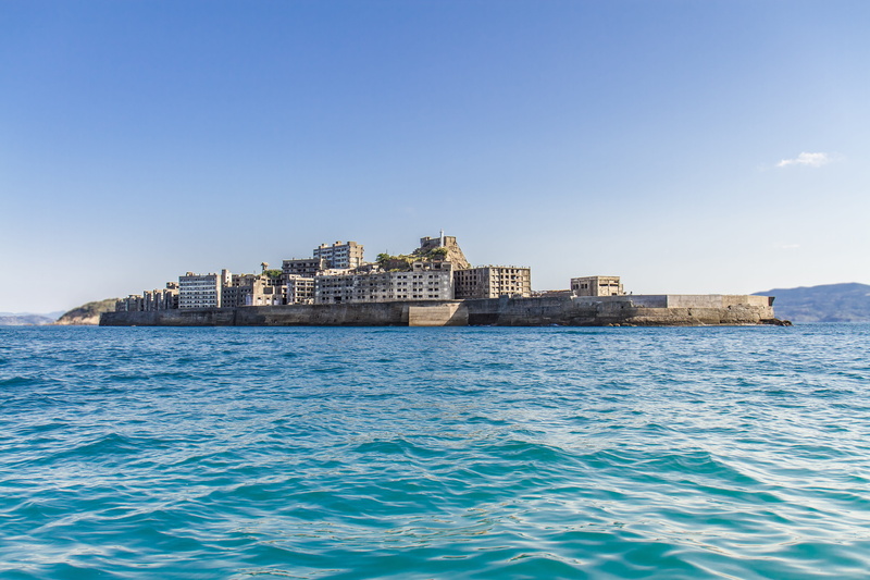 tentative, nobody, tranquility, damaged, island, battleship, list, day, travel, sea, kyushu, heritage, built structure, industrial, ruin, water, clear sky