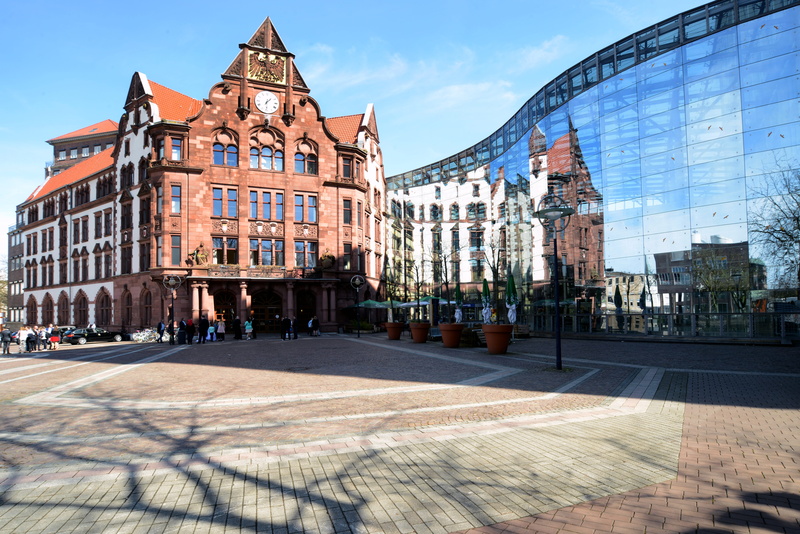 built structure, center, building, nature, mirroring, town home, town, north rhine westphalia, ruhr area, downtown, the past, history, peace square, cloud - sky
