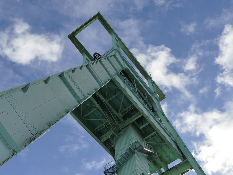 industry, day, industrial plant, mine, outdoors, building exterior, construction site, headframe, blue, 4K, metal, sky, mining, built structure, green color