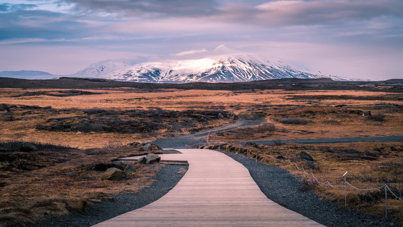 landscape, Iceland, Southern Region, snow, outdoor, travel, ice, outdoors, gray, scenics, volcano, mountain, glacier, Tindfjallajokull, sky, road, path