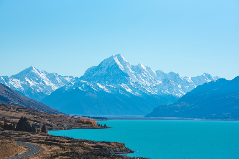  ice, travel, clear sky, lake pukaki, mountain, forest, mountain range, glacier, tranquility, cold temperature, nature, new zealand, 5K, snow
