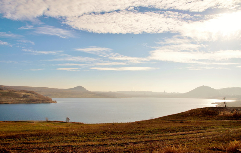 environment, 5K, mine, cloud - sky, mountain range, non-urban scene, tranquility, scenics - nature, pond, tranquil scene, emerging, beauty in nature, water