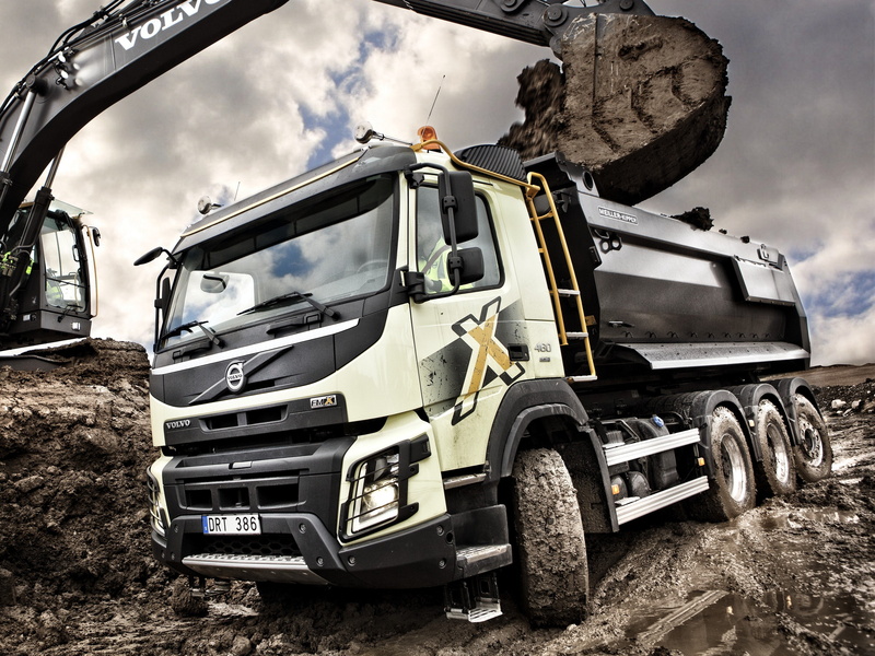 tipper, semi, volvo, tridem, fmx, 4K, 2013, 8x4, tractor, dump, construction