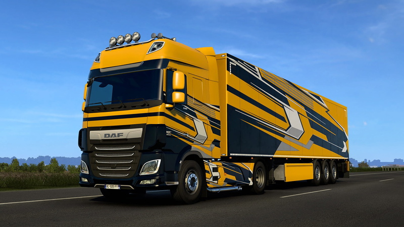 Euro Truck Simulator 2, white, black, SCS Software, clear, DAF XF 510, DAF XF Euro 6, ETS2, the game, yellow, simulator, the sky, DAF, road, game, DAF XF
