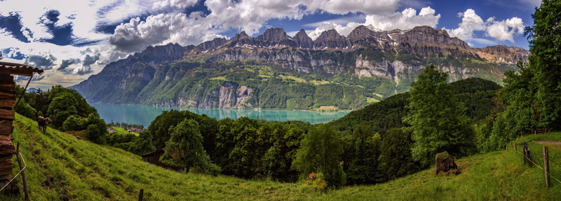 sky, panoramic, national Landmark, lake, valley, mountain Peak, scenics, Switzerland, trees, autumn, hill, rural Scene, panorama, grass, austria, outdoors