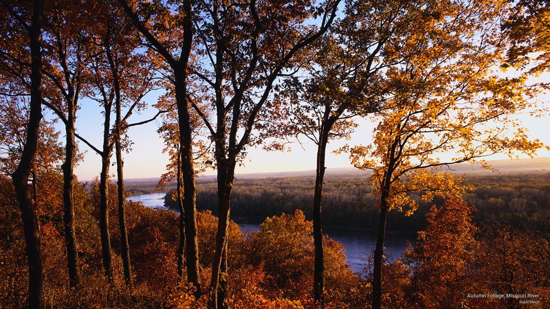 autumn, Fall, river, foliage, missouri, 2K