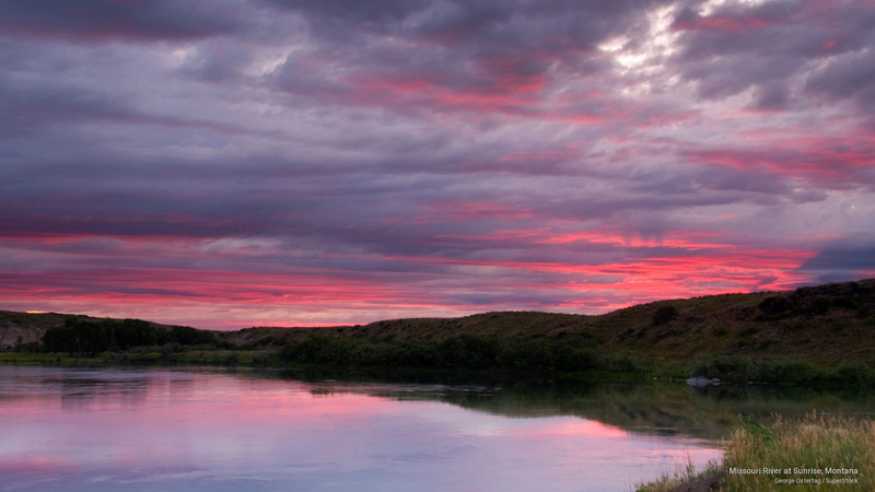 sunrise, Sunrises/Sunsets, 2K, river, missouri, montana