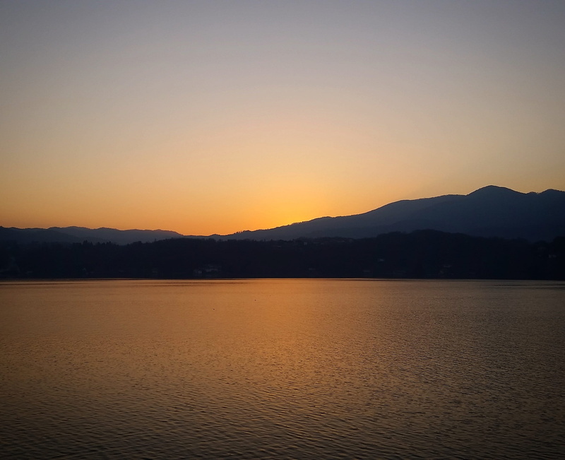 reflection, sky, tranquility, waters, red, clear sky, water, italy, good night, sun, sunset, atmosphere, copy space, no people, beauty in nature, piemonte