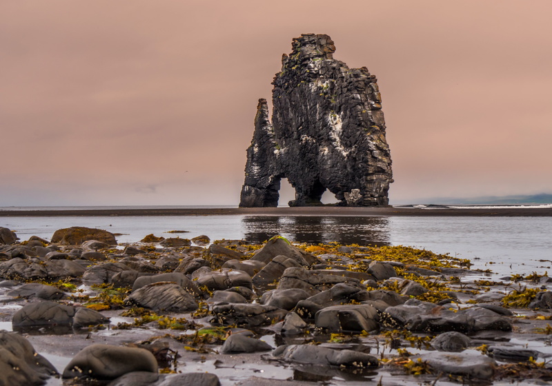 time, Islandia, middle, beach, sea, Rubio, iceland, playa, formation, 4K, Hvítserkur, day, rock formation, coastline, rock - Object, nature, rock