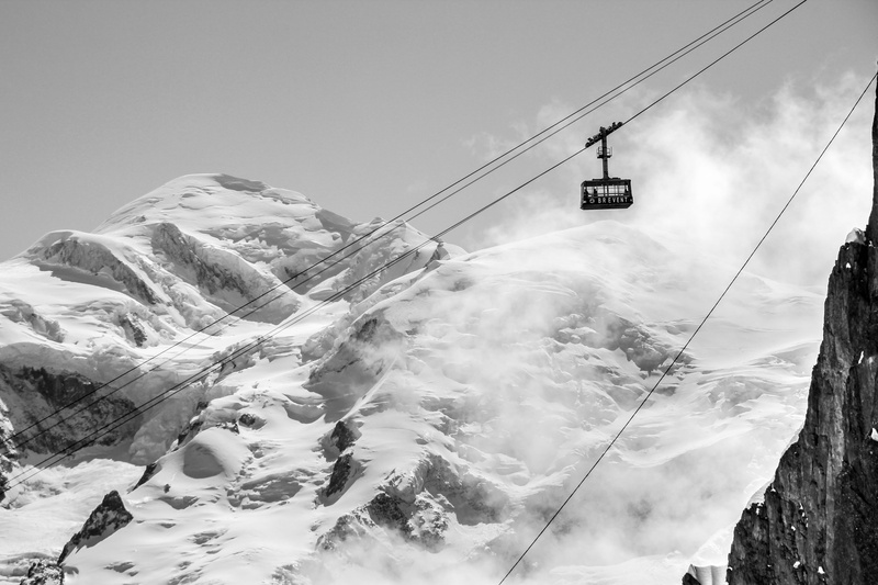 adventure, white, hill, mountain Peak, travel, european Alps, sky, vacations, monochrome, landscape, nature, blue, sport, mountain, 4K, steel Cable, neige