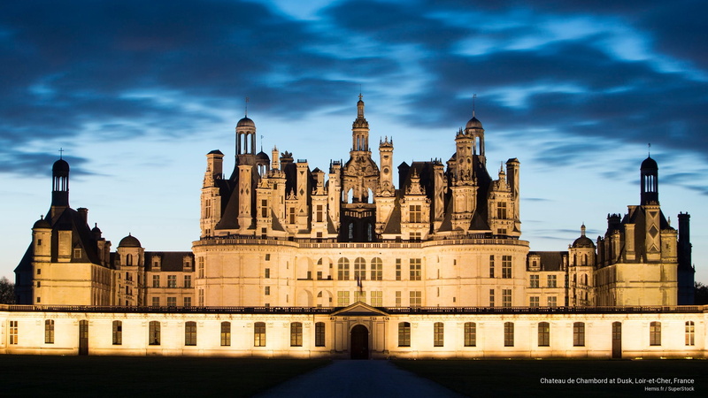 2K, Architecture, france, chambord, et, cher, de, chateau, dusk, loir