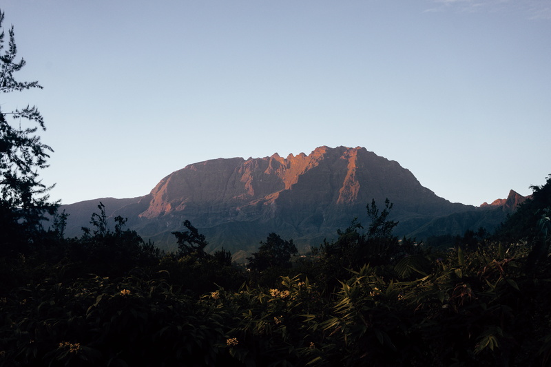 nature, landscape, peak, reunion island, sunset, mountain, formation, mountains, lifestyle, outdoors, clear sky, mountain range, tealorange, copy space