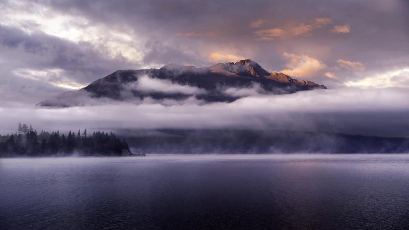 fog, queenstown, sky, cloud - sky, mountains, mountain peak, cold temperature, 5K, tranquility, land, outdoors, clouds, atmospheric mood, environment