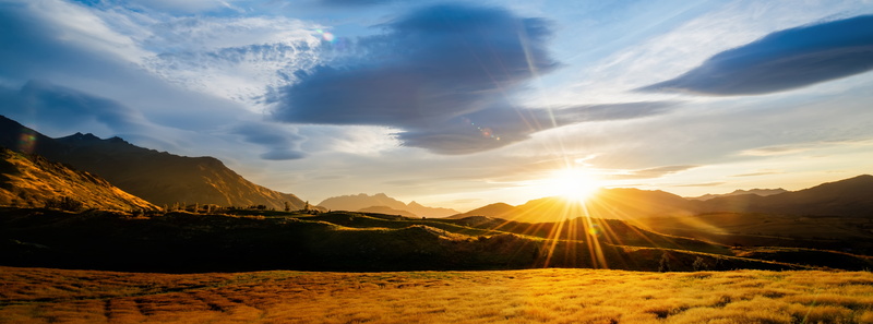 Endless, beauty in nature, environment, no people, dark, mountain range, sunbeam, queenstown, desert, lens flare, tranquility, sunset, Nature, Fields, new zealand