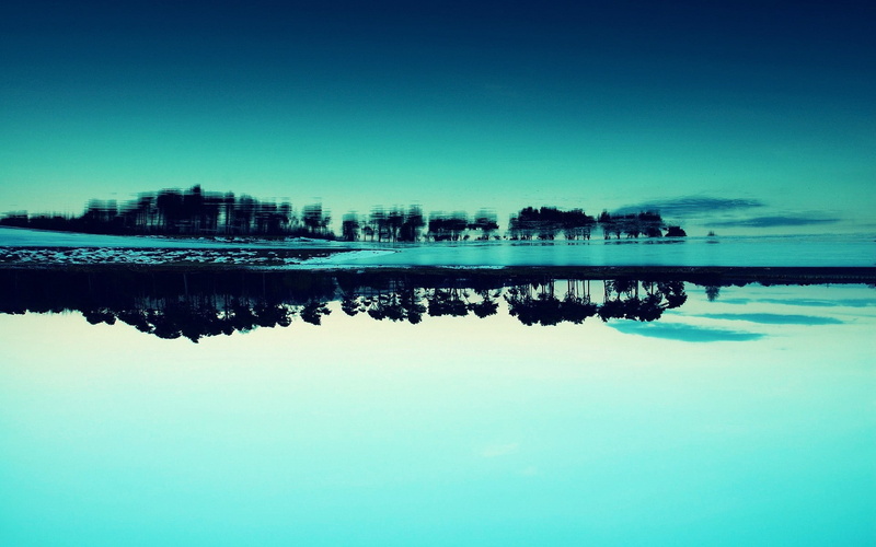 scenics - nature, snow, tranquil scene, inverted, plant, tranquility, cyan, beauty in nature, blue, sky, landscape, standing water, clear sky, nature, day