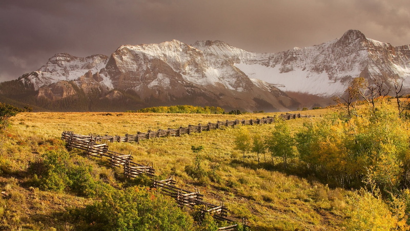 summer, mountain, hill, tree, extreme Terrain, beauty In Nature, sunset, season, non-Urban Scene, fence, plant, meadow, mountain Range, panoramic, snowcapped mountain