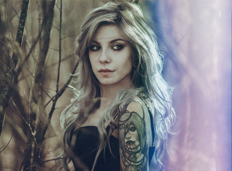 looking at camera, Michela Navarra, adult, hair, women, beautiful people, beauty, contemplation, long hair, portrait, young adult, 1080P, tattoo, blond hair