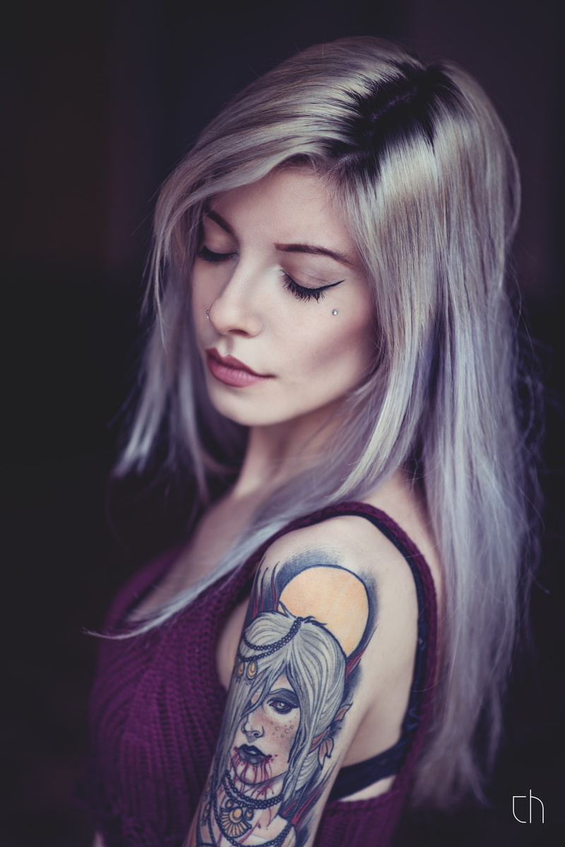 women, Michela Navarra, tattoo, 1080P