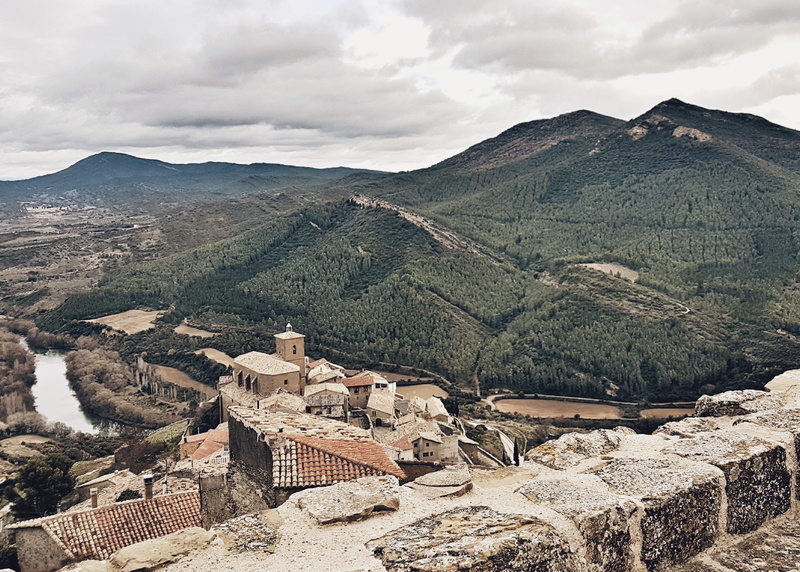 tranquility, aerial, sky, 2K, building exterior, mountain range, green, town, next, outdoors, architecture, photography, high angle view, old town, scenics - nature