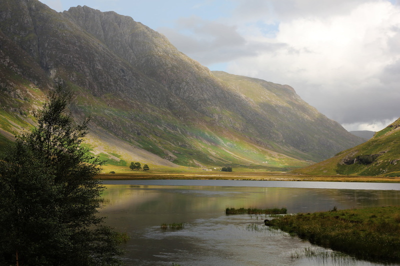 tranquil scene, sky, no people, landscape, UK, reflection, mountain range, lake, green, mountains, 1080P, river, cloud - sky, trees, highlands, scenics - nature