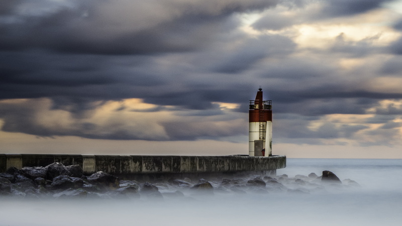 vague, atlantic Ocean, brouillard, wave, fumée, hossegor, weather, color, brume, body, lighthouse, phare, ciel, nature, long exposure, danger, water, pentax k-5