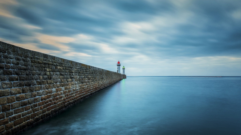 stone wall, le palais, building exterior, breakwater, cloud, built structure, lighthouse, cloud - sky, morbihan, outdoors, water, nature, sea, tower, guidance