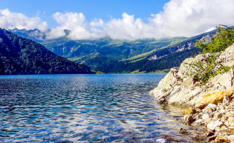 picture, tranquil scene, flowing water, rock, no people, panorama, holiday, day, valley, summer, rando, water, cloud - sky, lake roseland, barage of roseland