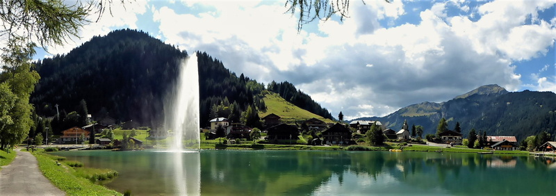 mountain, tree, nature, plant, tranquil scene, haute savoie, sky, lake, scenics - nature, chatel, landscape, panoramic, france, beauty in nature, travel destinations