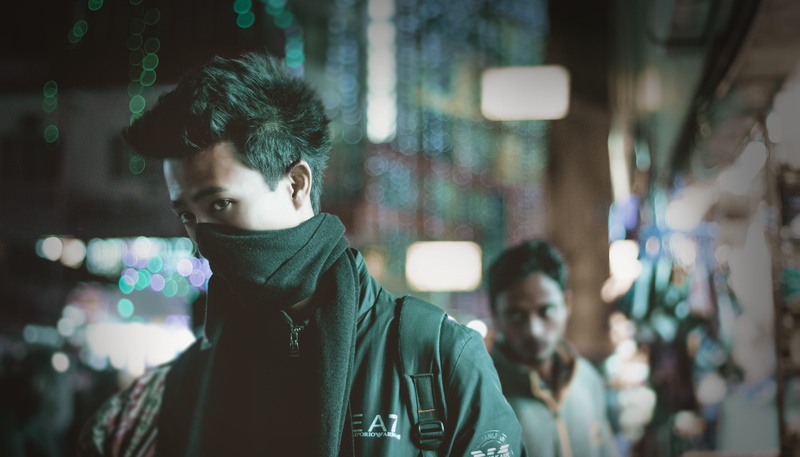 leisure activity, mask, looking, coat, shirt, guwahati, face, city life, apparel, men, young adult, incidental people, human, portrait, young men, photo