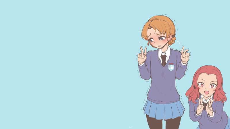 Orange Pekoe (Girls und Panzer), Rosehip (Girls Und Panzer), Girls und Panzer, simple background, anime girls, 1080P