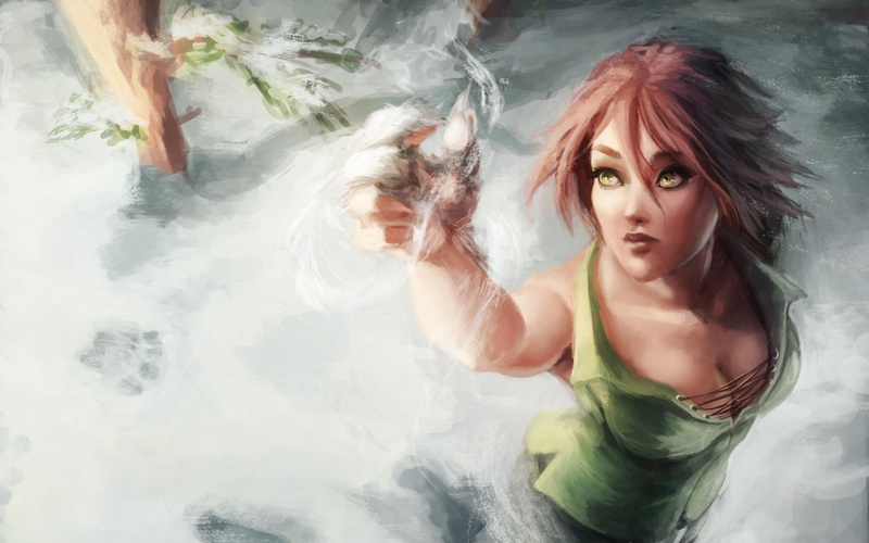 fantasy, gree, snow, girl, 1080P, now, 3d and abstract
