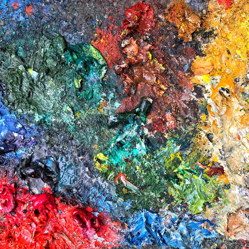 paint, indoors, passion, 2K, textured effect, blue, paris, backgrounds, abstract, close-up, palette, 6 place du tertre, lichen, high angle view, colora